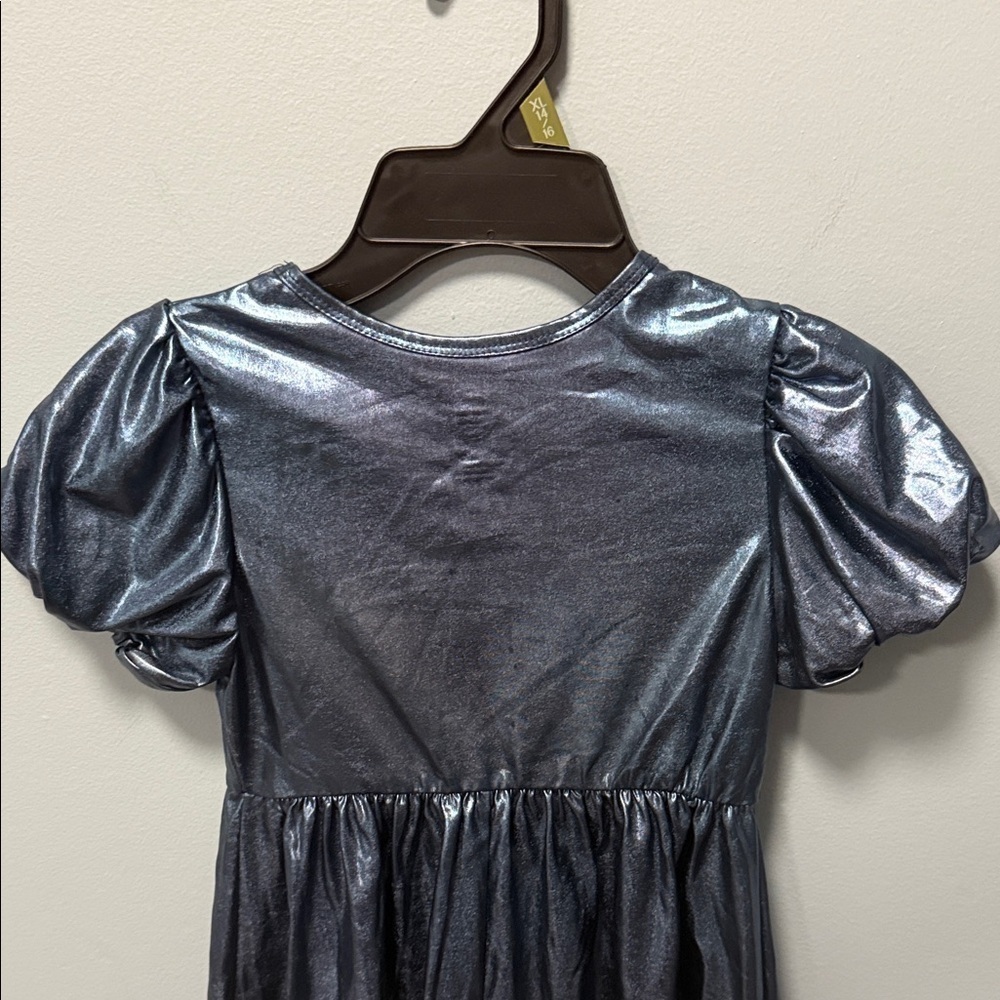 Wonder Nation Metallic Blue Kids Casual Dress - Picture 9 of 9